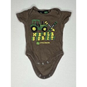John Deere Tractor Brown Baby One-Piece Bodysuit Size 0-3 Months